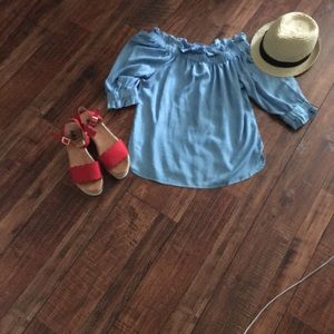 Denim off shoulder top